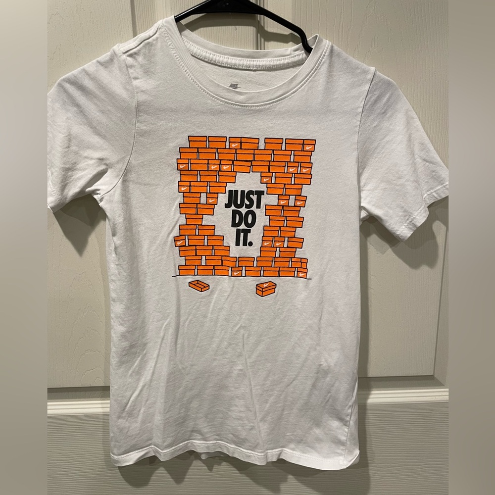 Nike Just Do It stacked shoe boxes white tshirt YM